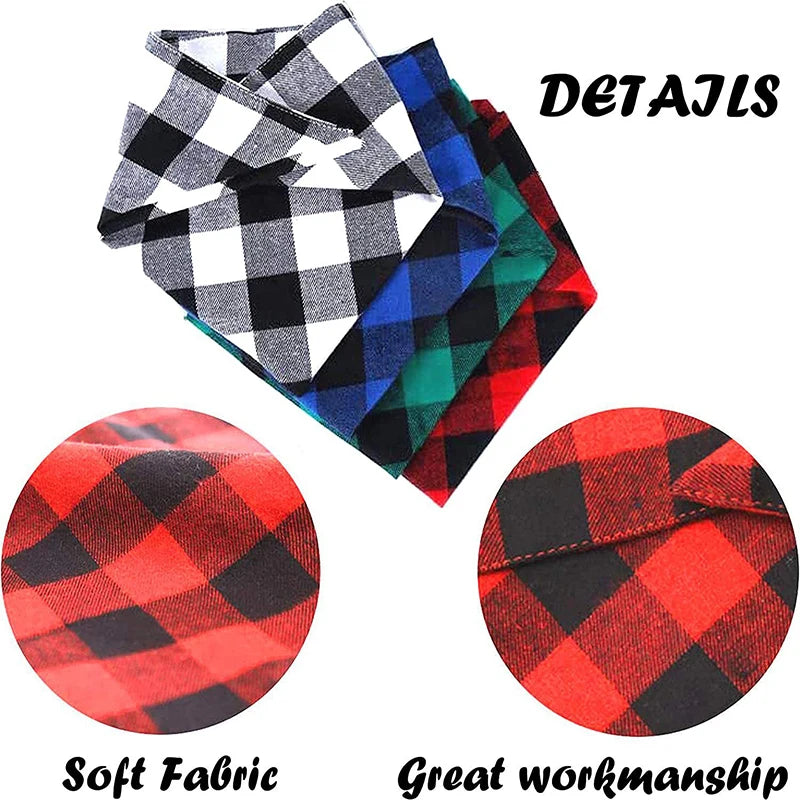 Plaid Dog Bandana with Bow Tie Collar