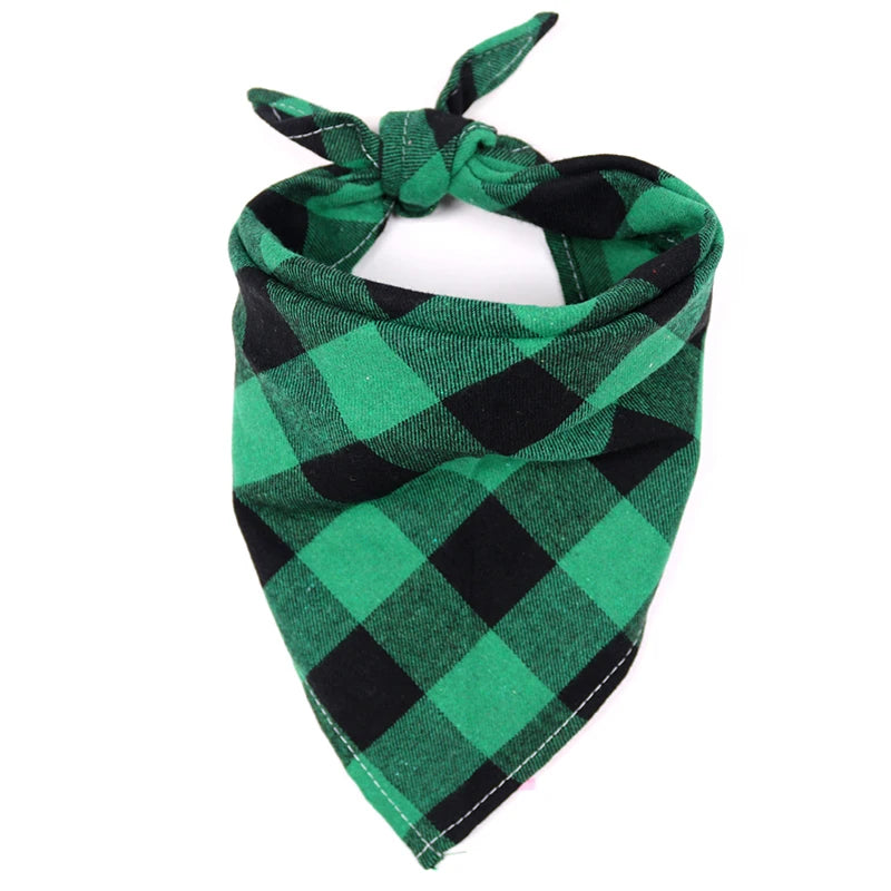 Plaid Dog Bandana with Bow Tie Collar