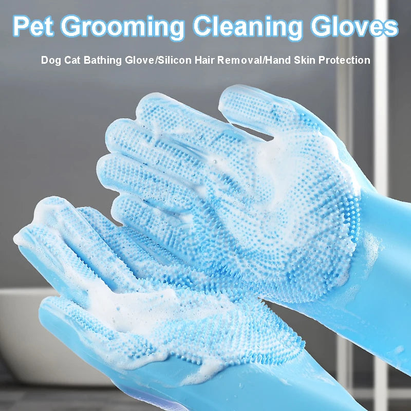 Pet Grooming Glove – Deshedding Bath Brush for Dogs & Cats