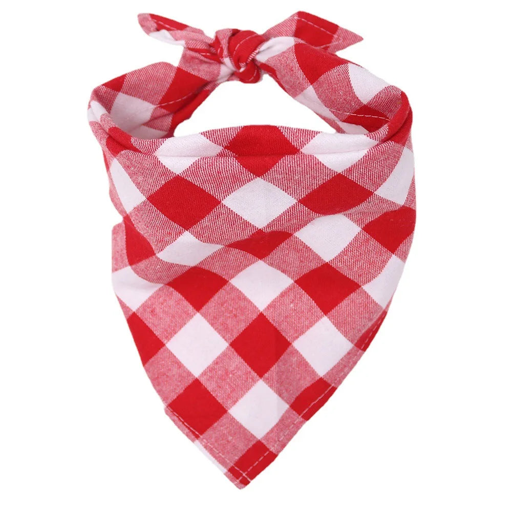 Plaid Dog Bandana with Bow Tie Collar