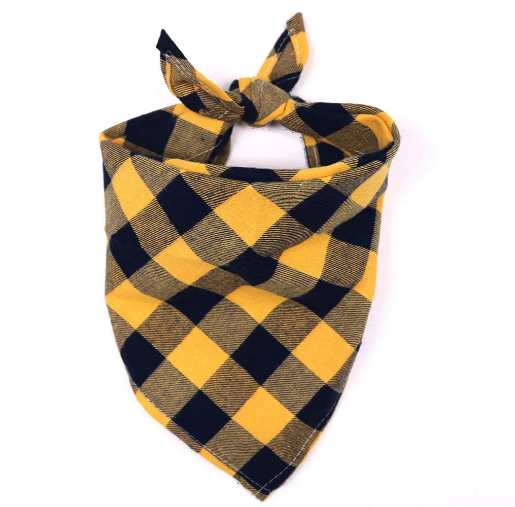 Plaid Dog Bandana with Bow Tie Collar