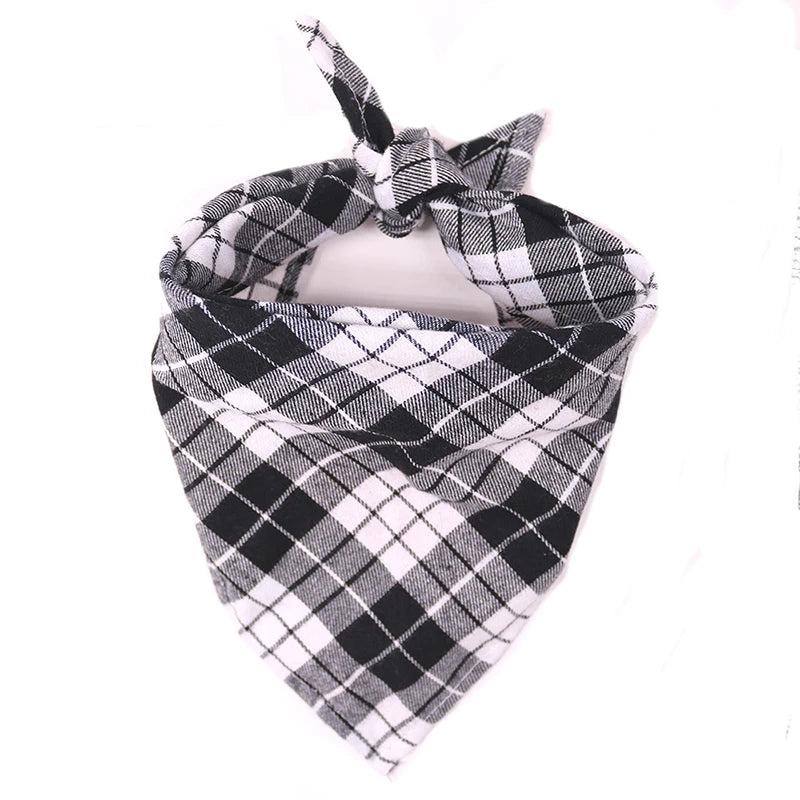 Plaid Dog Bandana with Bow Tie Collar