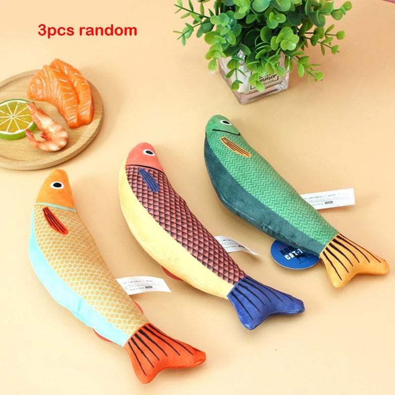 Cat Toy Catnip 3D Simulation Fish Goldfish Kitten Toys Pillowfish Interactive Sounding Cat Chew Bite Plush Toys Cat Supplies