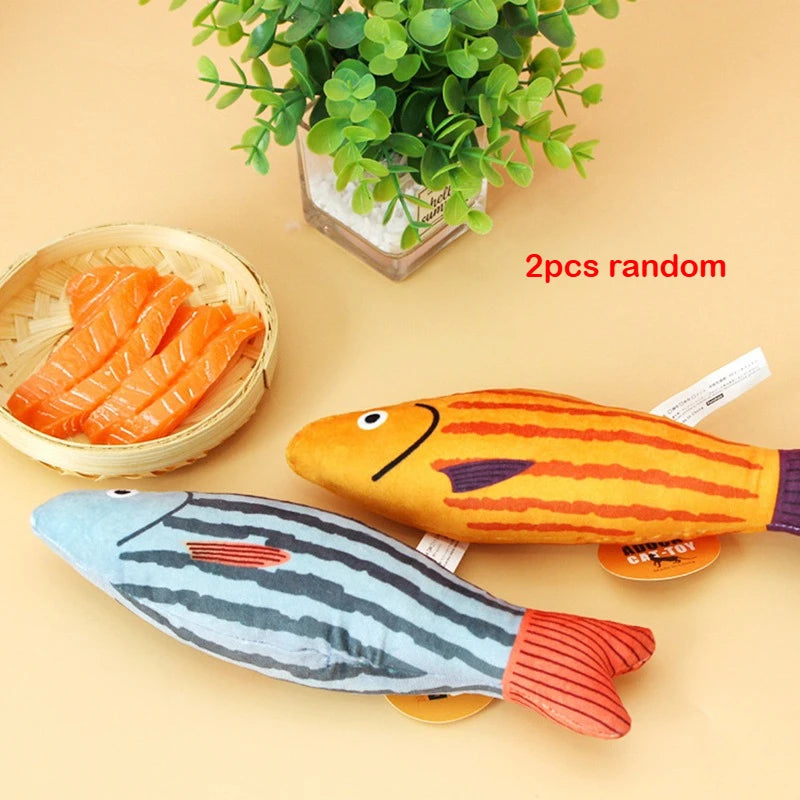 Cat Toy Catnip 3D Simulation Fish Goldfish Kitten Toys Pillowfish Interactive Sounding Cat Chew Bite Plush Toys Cat Supplies